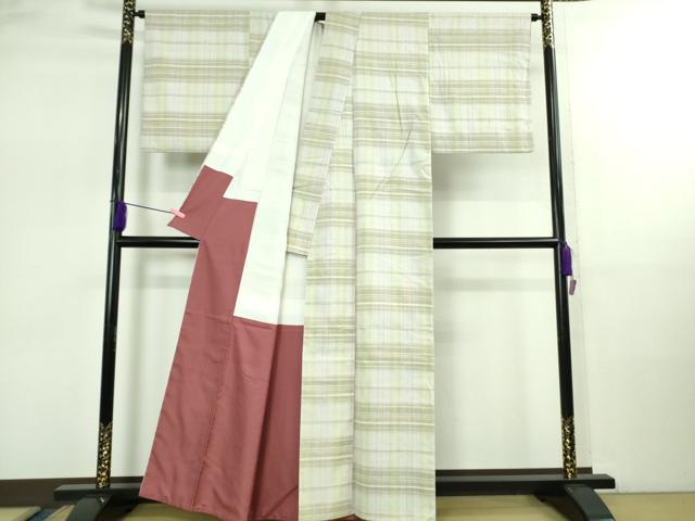 平和屋着物●極上　結城紬　横段文　逸品　DZAB2531kh6