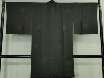 平和屋着物＃極上　道中着　ロング丈　雪輪文様　蝉色地　逸品　DZAB2535kh6