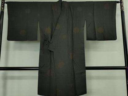 平和屋着物＃極上　道中着　ロング丈　雪輪文様　蝉色地　逸品　DZAB2535kh6