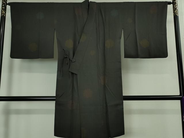平和屋着物＃極上　道中着　ロング丈　雪輪文様　蝉色地　逸品　DZAB2535kh6