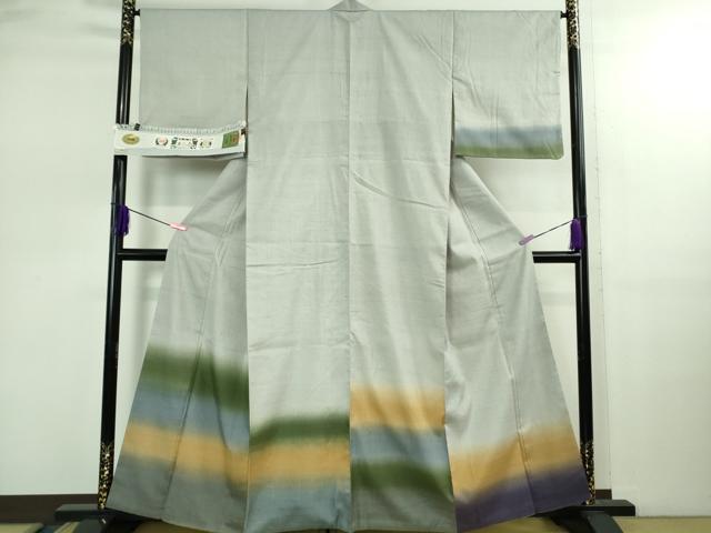 平和屋着物●極上　結城紬　訪問着　横段文　証紙付き　逸品　DZAB2540kh6