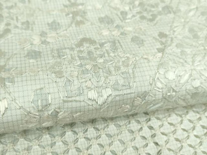 平和屋本店●極上　本場大島紬　白大島　訪問着　総刺繍　横段花菱文　逸品　DZAB2541kh6