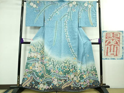 平和屋着物●極上　越後十日町の一流染匠　桐屋・翠山工房　訪問着　辻が花　暈し染め　逸品　DZAB2542kh6