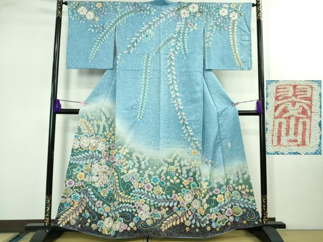 平和屋着物●極上　越後十日町の一流染匠　桐屋・翠山工房　訪問着　辻が花　暈し染め　逸品　DZAB2542kh6