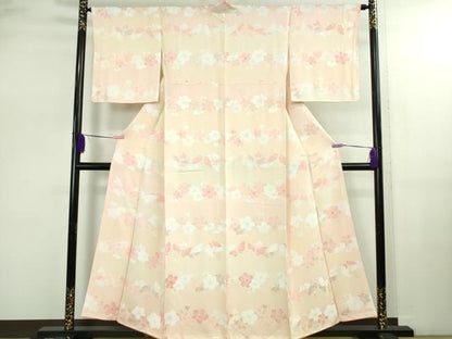 平和屋着物●極上　小紋　地紋起こし　舞蝶花文　暈し染め　逸品　DZAB2545kh6