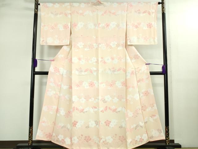 平和屋着物●極上　小紋　地紋起こし　舞蝶花文　暈し染め　逸品　DZAB2545kh6