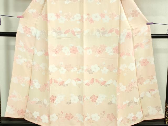 平和屋着物●極上　小紋　地紋起こし　舞蝶花文　暈し染め　逸品　DZAB2545kh6