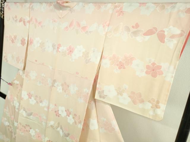 平和屋着物●極上　小紋　地紋起こし　舞蝶花文　暈し染め　逸品　DZAB2545kh6
