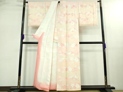 平和屋着物●極上　小紋　地紋起こし　舞蝶花文　暈し染め　逸品　DZAB2545kh6