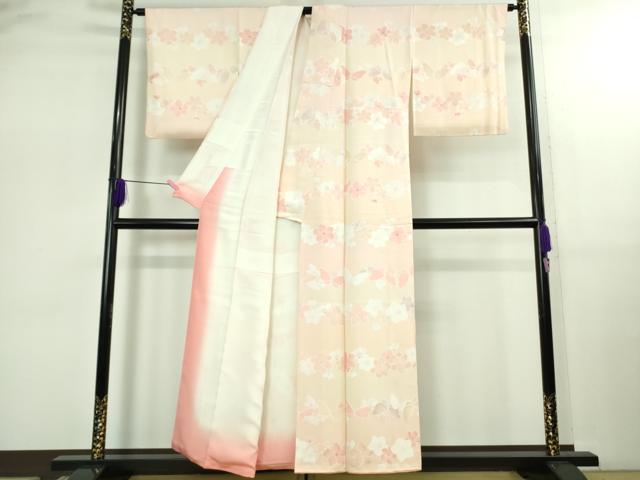 平和屋着物●極上　小紋　地紋起こし　舞蝶花文　暈し染め　逸品　DZAB2545kh6