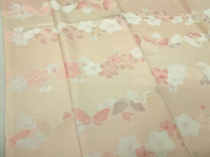 平和屋着物●極上　小紋　地紋起こし　舞蝶花文　暈し染め　逸品　DZAB2545kh6