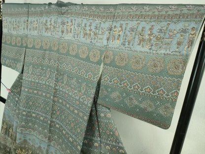 平和屋本店●極上　中国三大刺繍　スワトウ刺繍　汕頭刺繍　訪問着　エジプト壁画文様　暈し染め　金糸　逸品　DZAB2546kh6