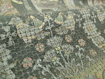 平和屋本店●極上　中国三大刺繍　スワトウ刺繍　汕頭刺繍　訪問着　エジプト壁画文様　暈し染め　金糸　逸品　DZAB2546kh6