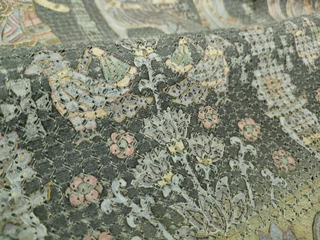 平和屋本店●極上　中国三大刺繍　スワトウ刺繍　汕頭刺繍　訪問着　エジプト壁画文様　暈し染め　金糸　逸品　DZAB2546kh6