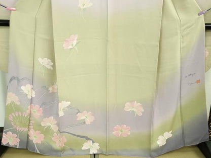 平和屋着物●極上　振袖　作家・Yamada Shiro　枝花文　暈し染め　金彩 　逸品　DZAB2549kh6