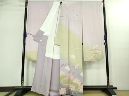 平和屋着物●極上　振袖　作家・Yamada Shiro　枝花文　暈し染め　金彩 　逸品　DZAB2549kh6