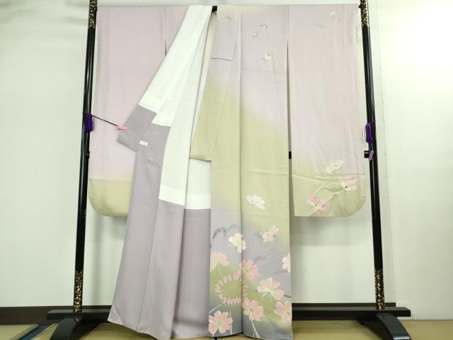 平和屋着物●極上　振袖　作家・Yamada Shiro　枝花文　暈し染め　金彩 　逸品　DZAB2549kh6