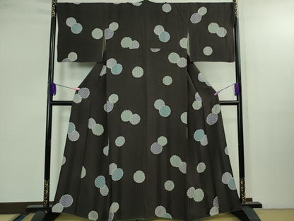 平和屋着物●極上　小紋　雪輪重ね　羊羹色地　逸品　DZAB2551kh6