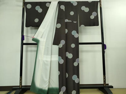 平和屋着物●極上　小紋　雪輪重ね　羊羹色地　逸品　DZAB2551kh6