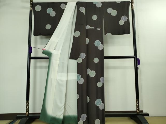 平和屋着物●極上　小紋　雪輪重ね　羊羹色地　逸品　DZAB2551kh6