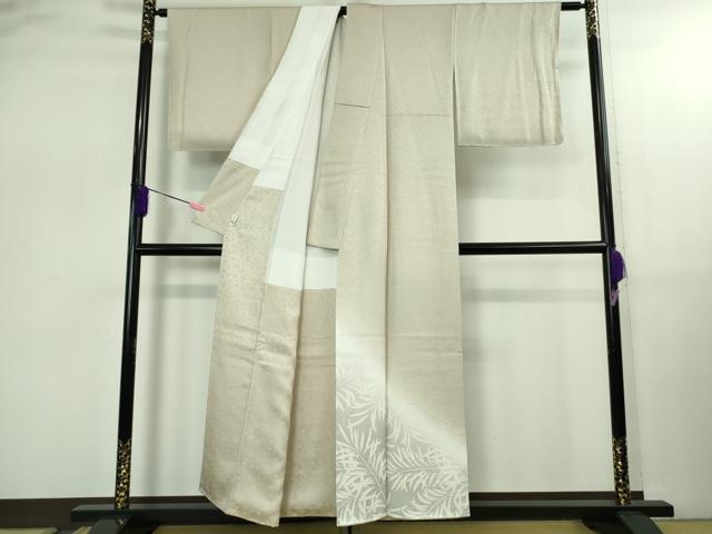 平和屋着物●極上　訪問着　草葉文　灰白色地　暈し染め　金彩　鈴乃屋扱い　逸品　未使用　DZAB2554kh6