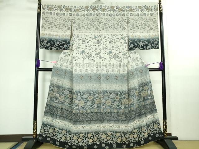 平和屋本店●極上　中国三大刺繍　スワトウ刺繍　汕頭刺繍　訪問着　更紗花文　暈し染め　金糸　逸品　DZAB2555kh6