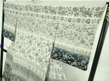 平和屋本店●極上　中国三大刺繍　スワトウ刺繍　汕頭刺繍　訪問着　更紗花文　暈し染め　金糸　逸品　DZAB2555kh6
