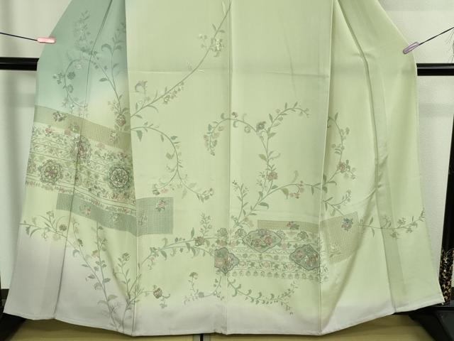 平和屋本店▽極上 中国三大刺繍 スワトウ刺繍 汕頭刺繍 訪問着 単衣 正倉院花唐草文 暈し染め 逸品 DZAB2558kh6