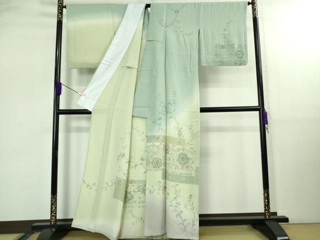 平和屋本店▽極上 中国三大刺繍 スワトウ刺繍 汕頭刺繍 訪問着 単衣 正倉院花唐草文 暈し染め 逸品 DZAB2558kh6