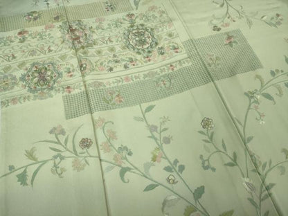 平和屋本店▽極上 中国三大刺繍 スワトウ刺繍 汕頭刺繍 訪問着 単衣 正倉院花唐草文 暈し染め 逸品 DZAB2558kh6