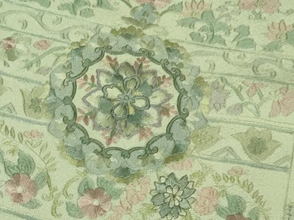 平和屋本店▽極上 中国三大刺繍 スワトウ刺繍 汕頭刺繍 訪問着 単衣 正倉院花唐草文 暈し染め 逸品 DZAB2558kh6