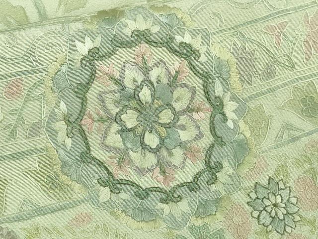 平和屋本店▽極上 中国三大刺繍 スワトウ刺繍 汕頭刺繍 訪問着 単衣 正倉院花唐草文 暈し染め 逸品 DZAB2558kh6