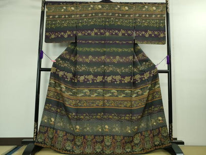 平和屋本店●極上　中国三大刺繍　スワトウ刺繍　汕頭刺繍　訪問着　更紗花鳥文　暈し染め　金糸　逸品　DZAB2559kh6