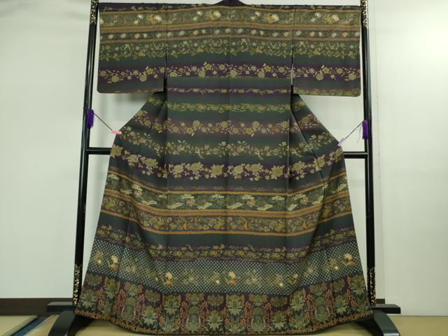 平和屋本店●極上　中国三大刺繍　スワトウ刺繍　汕頭刺繍　訪問着　更紗花鳥文　暈し染め　金糸　逸品　DZAB2559kh6