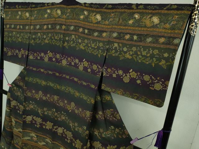 平和屋本店●極上　中国三大刺繍　スワトウ刺繍　汕頭刺繍　訪問着　更紗花鳥文　暈し染め　金糸　逸品　DZAB2559kh6