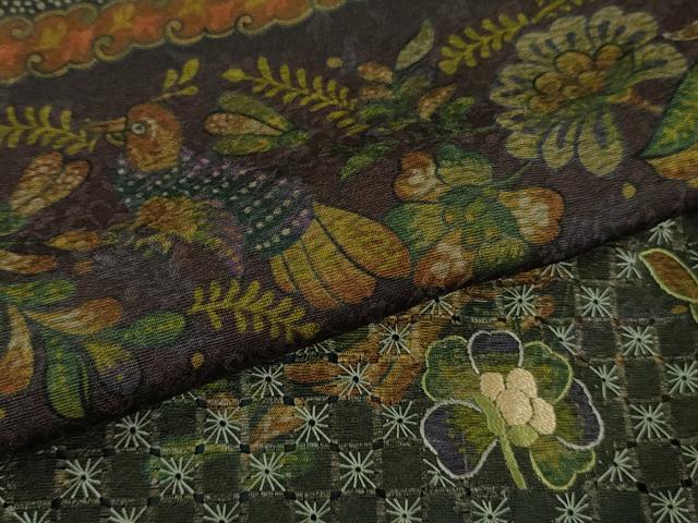 平和屋本店●極上　中国三大刺繍　スワトウ刺繍　汕頭刺繍　訪問着　更紗花鳥文　暈し染め　金糸　逸品　DZAB2559kh6