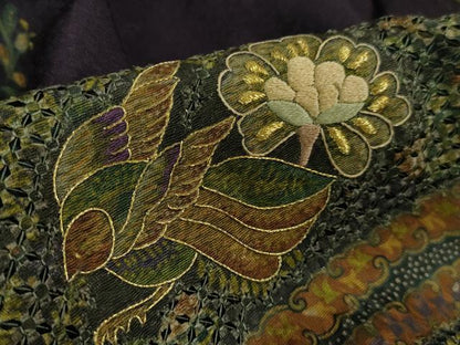 平和屋本店●極上　中国三大刺繍　スワトウ刺繍　汕頭刺繍　訪問着　更紗花鳥文　暈し染め　金糸　逸品　DZAB2559kh6