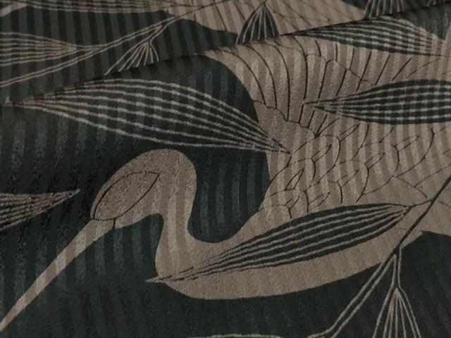 平和屋本店●極上　染色作家　斉藤三才　訪問着　飛鶴枝花文　黒地　逸品　DZAB2561kh6