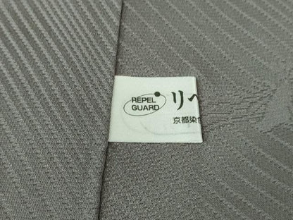 平和屋本店●極上　染色作家　斉藤三才　訪問着　飛鶴枝花文　黒地　逸品　DZAB2561kh6