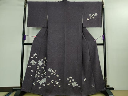 平和屋着物●極上　訪問着　総刺繍　宝尽くし　深紫色地　金糸　逸品　未使用　DZAB2562kh6