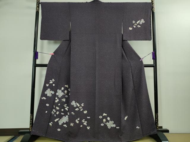 平和屋着物●極上　訪問着　総刺繍　宝尽くし　深紫色地　金糸　逸品　未使用　DZAB2562kh6