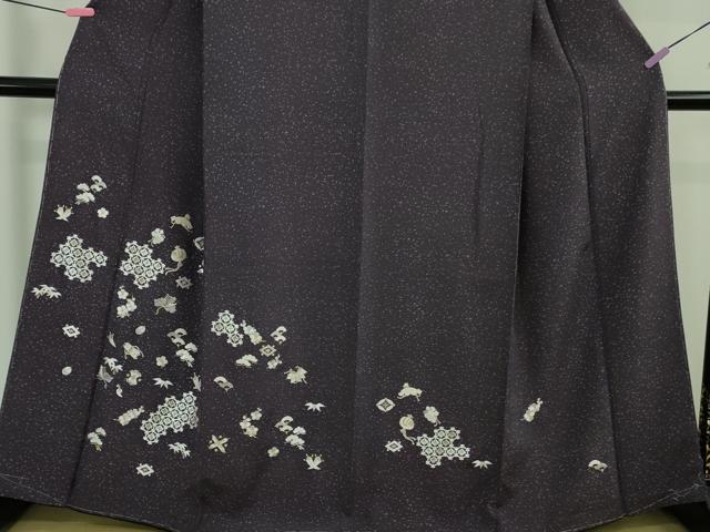 平和屋着物●極上　訪問着　総刺繍　宝尽くし　深紫色地　金糸　逸品　未使用　DZAB2562kh6