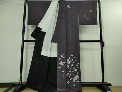 平和屋着物●極上　訪問着　総刺繍　宝尽くし　深紫色地　金糸　逸品　未使用　DZAB2562kh6