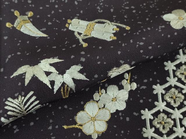 平和屋着物●極上　訪問着　総刺繍　宝尽くし　深紫色地　金糸　逸品　未使用　DZAB2562kh6