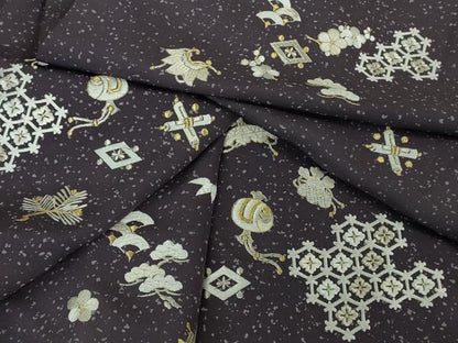 平和屋着物●極上　訪問着　総刺繍　宝尽くし　深紫色地　金糸　逸品　未使用　DZAB2562kh6