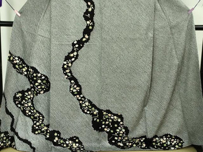 平和屋着物●極上　訪問着　絞り　刺繍　道長吹寄せ花文　黒地　金糸　ロング丈　逸品　未使用　DZAB2564kh6