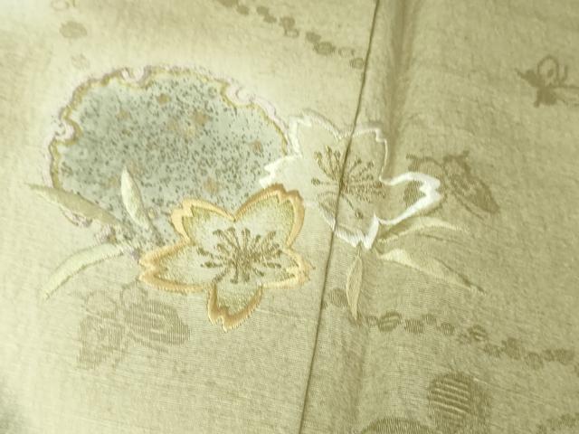 平和屋着物●極上　森英恵・HANAE MORI　訪問着　お召地　刺繍　雪輪舞桜　暈し染め　金彩　逸品　未使用　DZAB2567kh6