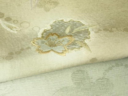 平和屋着物●極上　森英恵・HANAE MORI　訪問着　お召地　刺繍　雪輪舞桜　暈し染め　金彩　逸品　未使用　DZAB2567kh6