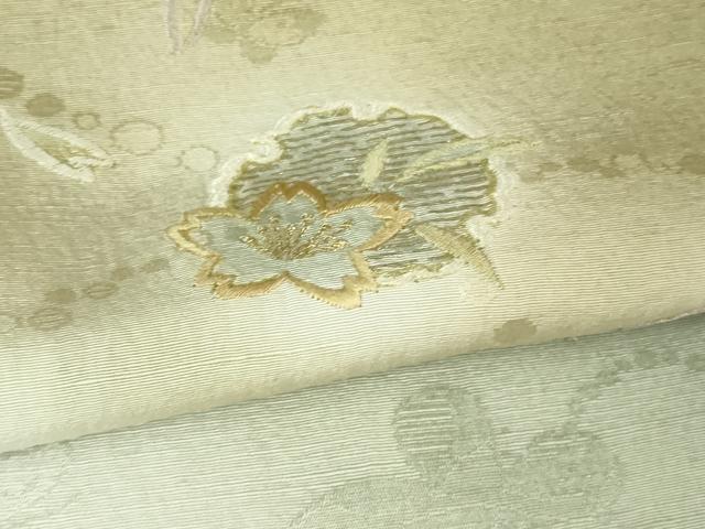 平和屋着物●極上　森英恵・HANAE MORI　訪問着　お召地　刺繍　雪輪舞桜　暈し染め　金彩　逸品　未使用　DZAB2567kh6