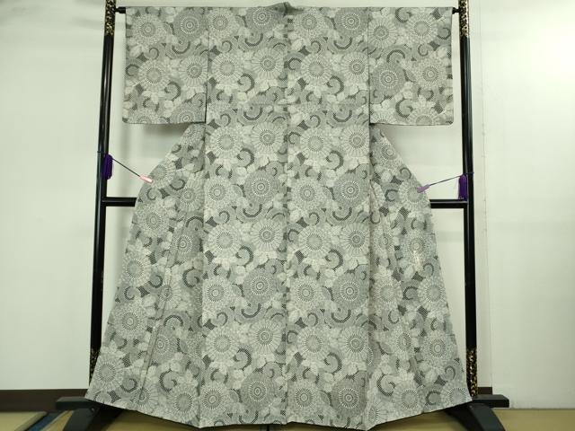 平和屋本店●極上　重要無形文化財 人間国宝 中村勇二郎 江戸小紋 栄光の三代献上 鬼しぼ縮緬　反端・パンフレット付き　逸品　DZAB2573kh6